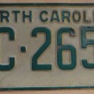 1969 North Carolina license plate ZC 2653