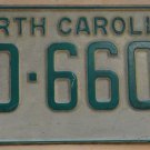 1969 North Carolina license plate FD 6602
