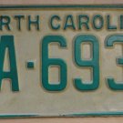 1969 North Carolina license plate FA 6934