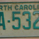 1969 North Carolina license plate FA 5325