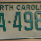 1969 North Carolina license plate FA 4982