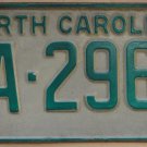 1969 North Carolina license plate FA 2967