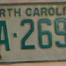 1969 North Carolina license plate FA 2697
