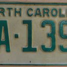 1969 North Carolina license plate FA 1390
