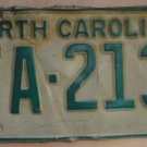 1969 North Carolina license plate FA 213