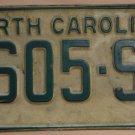1969 North Carolina license plate 9605 SY