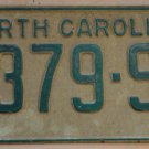 1969 North Carolina license plate 9379 SY