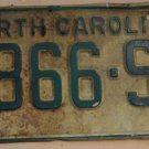 1969 North Carolina license plate 8866 SY