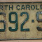 1969 North Carolina license plate 8692 SY