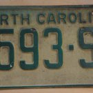 1969 North Carolina license plate 8593 SY