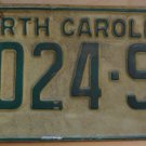 1969 North Carolina license plate 8024 SY