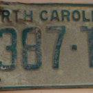 1969 North Carolina license plate 3387 TV