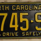 NOS 1963 North Carolina passenger truck license plate 5745 SP