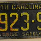 1963 North Carolina passenger truck license plate 3923 SP