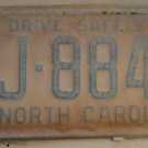 NOS 1962 North Carolina license plate DJ 8843