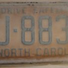 NOS 1962 North Carolina license plate DJ 8836