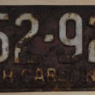 1952 North Carolina license plate 452 926