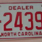 1982 North Carolina dealer license plate ID 24391