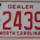1982 North Carolina dealer license plate ID 24390
