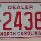 1982 North Carolina dealer license plate ID 24388
