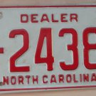 1982 North Carolina dealer license plate ID 24387