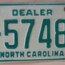1981 North Carolina dealer license plate ID 57483