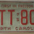 1975 North Carolina license plate CTT 806 with May 1982 stickers