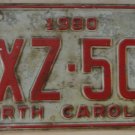 1980 North Carolina license plate TXZ 506 with January 1983 stickers