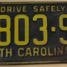 1959 North Carolina passenger truck license plate 2803 SD