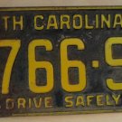 1963 North Carolina passenger truck license plate 2766 SE