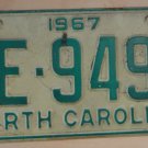 1967 North Carolina license plate AE 9494