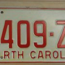 NOS 1970 North Carolina license plate 1409 ZE