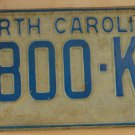 1972 North Carolina license plate 7800 KS