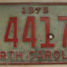 1975 North Carolina license plate B 44176