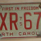 1975 North Carolina license plate EXR 676 with 1976 sticker