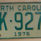 1976 North Carolina license plate AK 9273