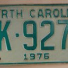 1976 North Carolina license plate AK 9272