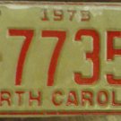 1975 North Carolina license plate A 77358