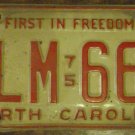 1975 North Carolina license plate FLM 660 with November 1981 stickers