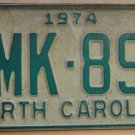 1974 North Carolina license plate HMK 895