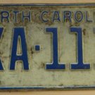 1972 North Carolina license plate XA 111