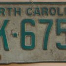 1969 North Carolina license plate FK 6758