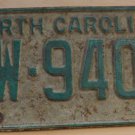 1969 North Carolina license plate DW 9409