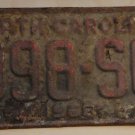 1968 North Carolina passenger truck license plate 998 SC