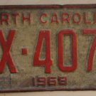 1968 North Carolina license plate AX 4074