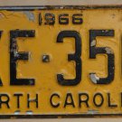 1966 North Carolina license plate XE 350