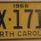 1966 North Carolina license plate DX 1718
