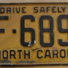 1962 North Carolina license plate AF 6898