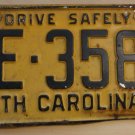 1960 North Carolina license plate ZE 3589