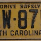1960 North Carolina license plate RW 875